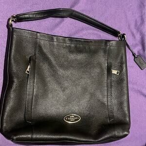 Coach Scout Black Pebble Leather Hobo Bag